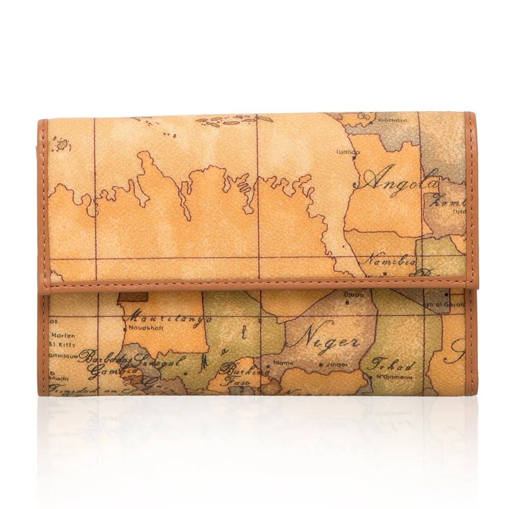 【Alviero Martini 義大利地圖包】夾式16+8卡零錢長夾(大)-地圖黃 歷史價格詳細信息