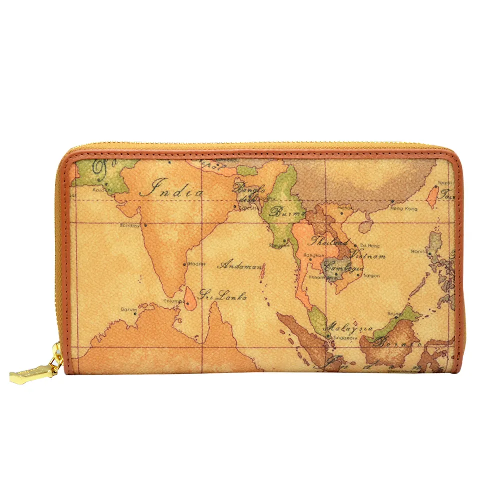 【Alviero Martini 義大利地圖包】拉鍊長把肩背包40cm-地圖黃 歷史價格詳細信息