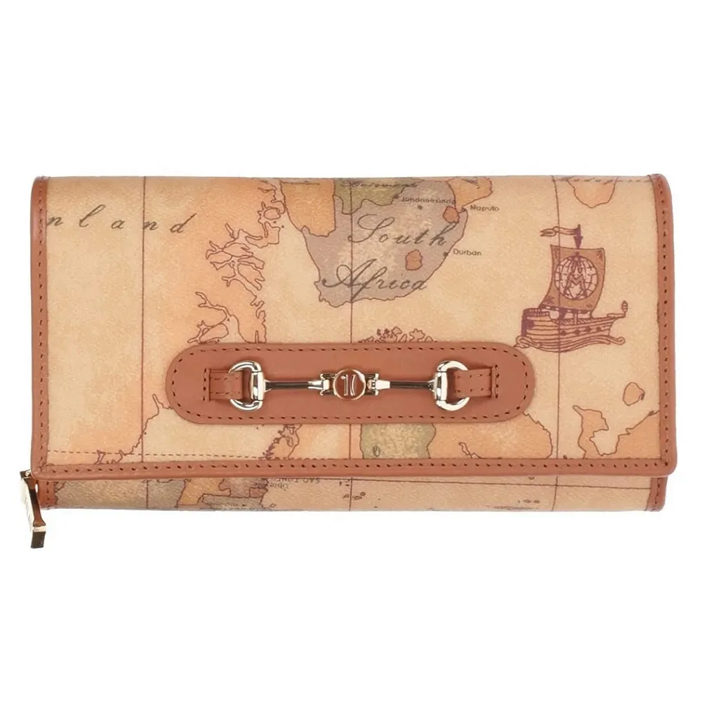 【Alviero Martini 義大利地圖包】夾式16+8卡零錢長夾(大)-地圖黃 歷史價格詳細信息