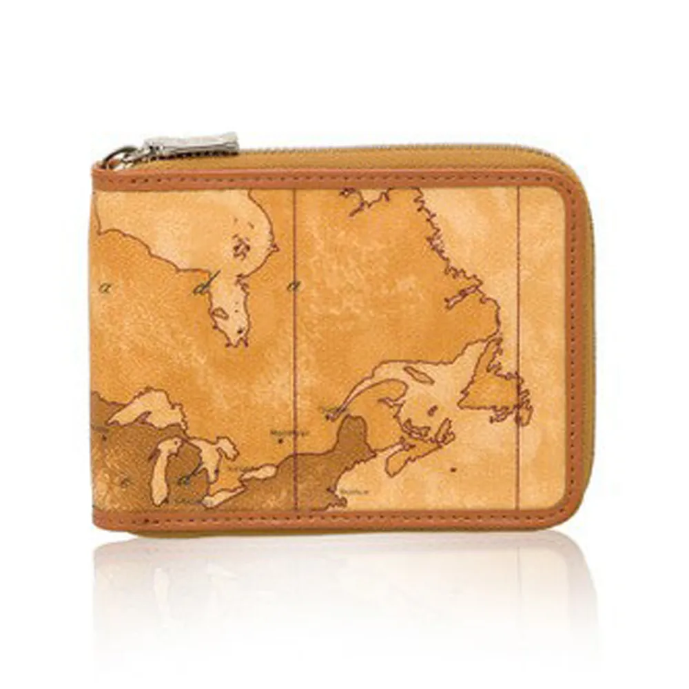 【Alviero Martini 義大利地圖包】拉鍊零錢包化妝包-地圖黃 歷史價格詳細信息