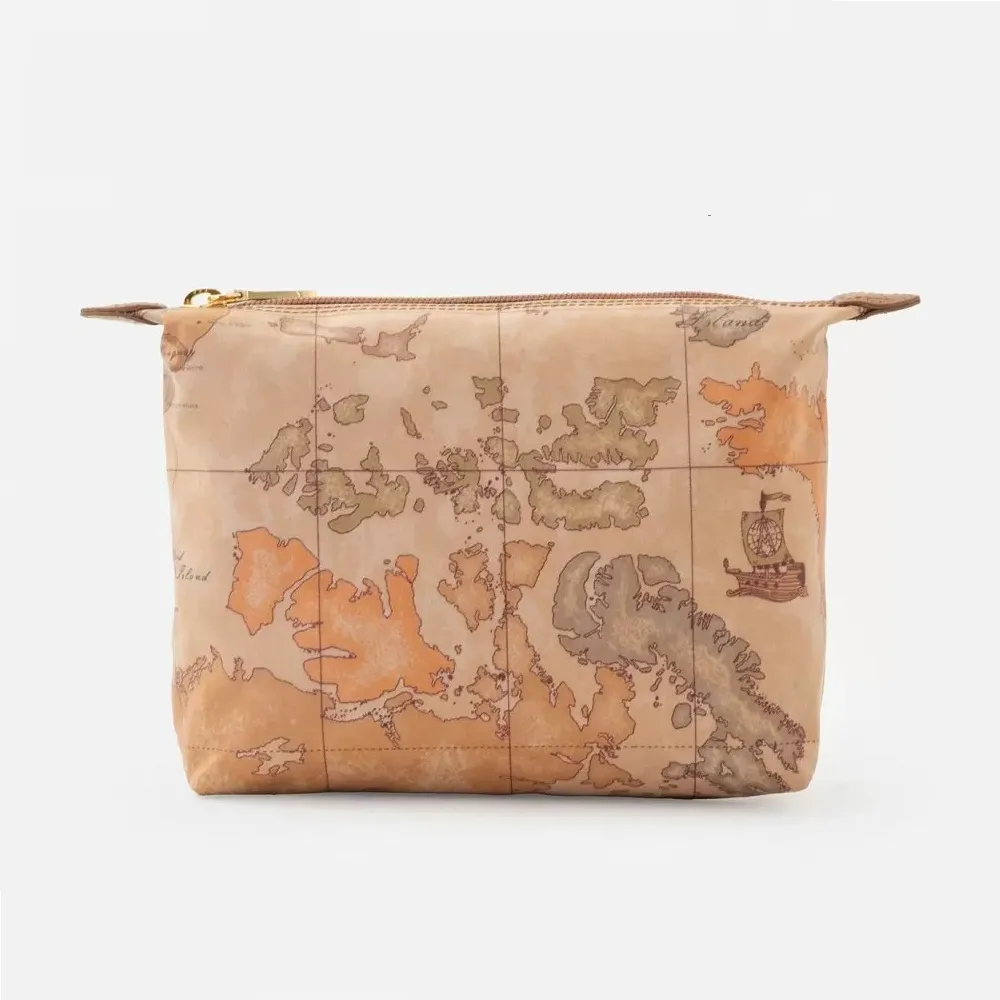 【Alviero Martini 義大利地圖包】尼龍拉鍊化妝包-中-地圖黃 歷史價格詳細信息