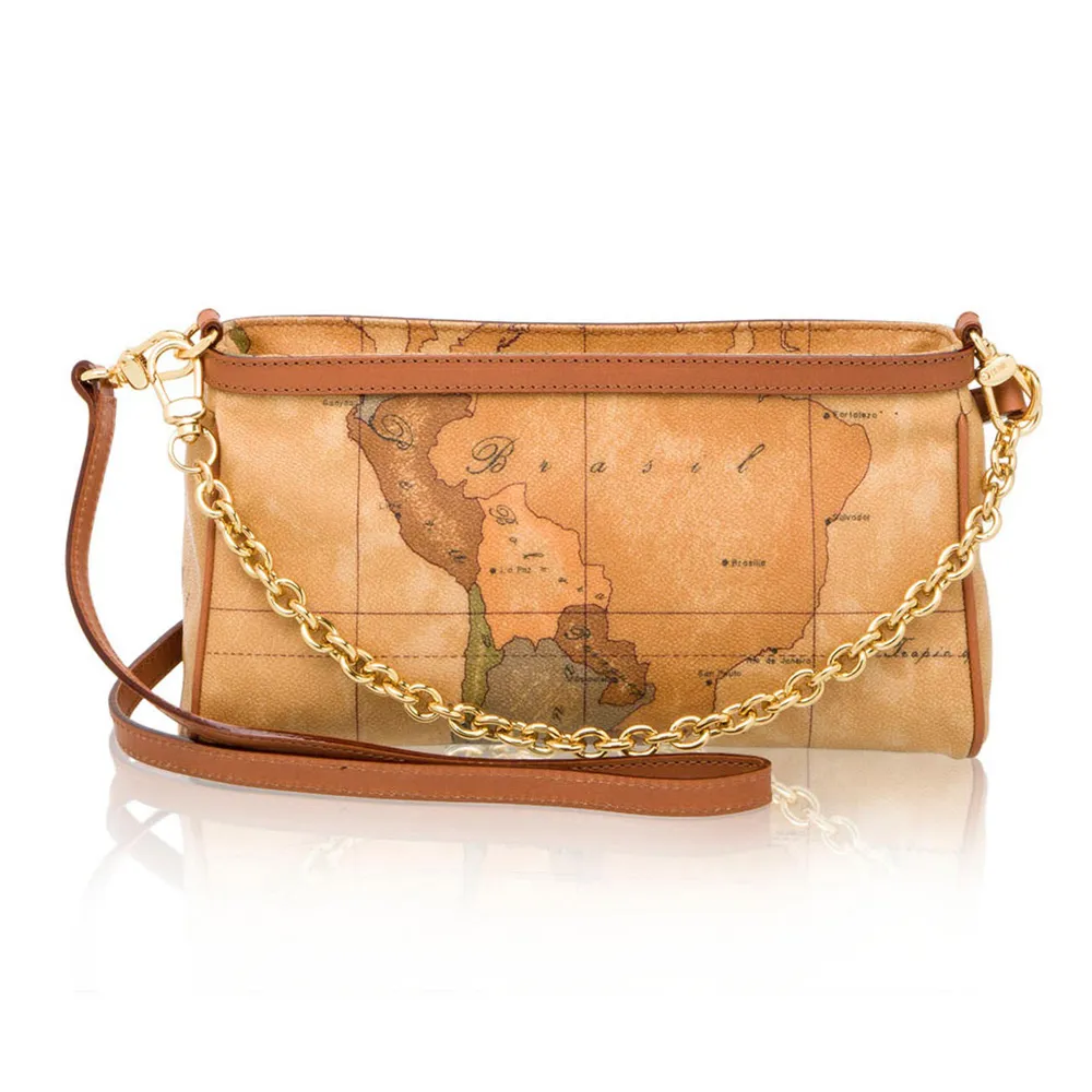 【Alviero Martini 義大利地圖包】鍊帶手提斜背小包包20cm-地圖黃 歷史價格詳細信息