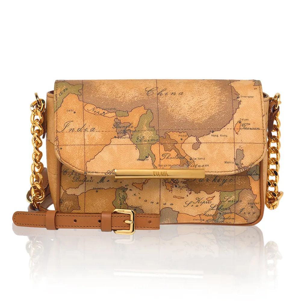 【Alviero Martini 義大利地圖包】鍊帶手提斜背小包包20cm-地圖黃 歷史價格詳細信息