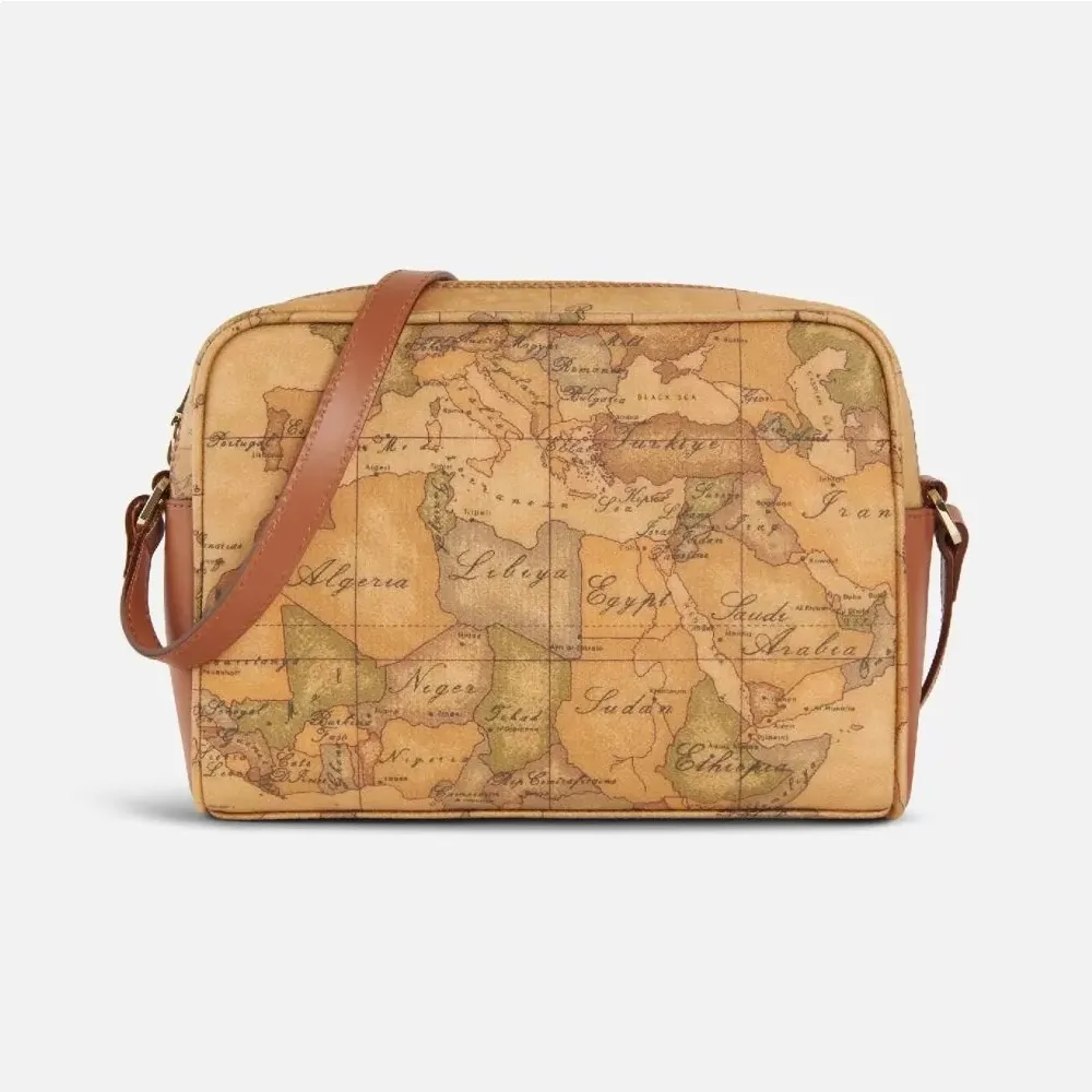 【Alviero Martini 義大利地圖包】四方鍊帶迷你隨身小包包19cm-地圖黃 歷史價格詳細信息