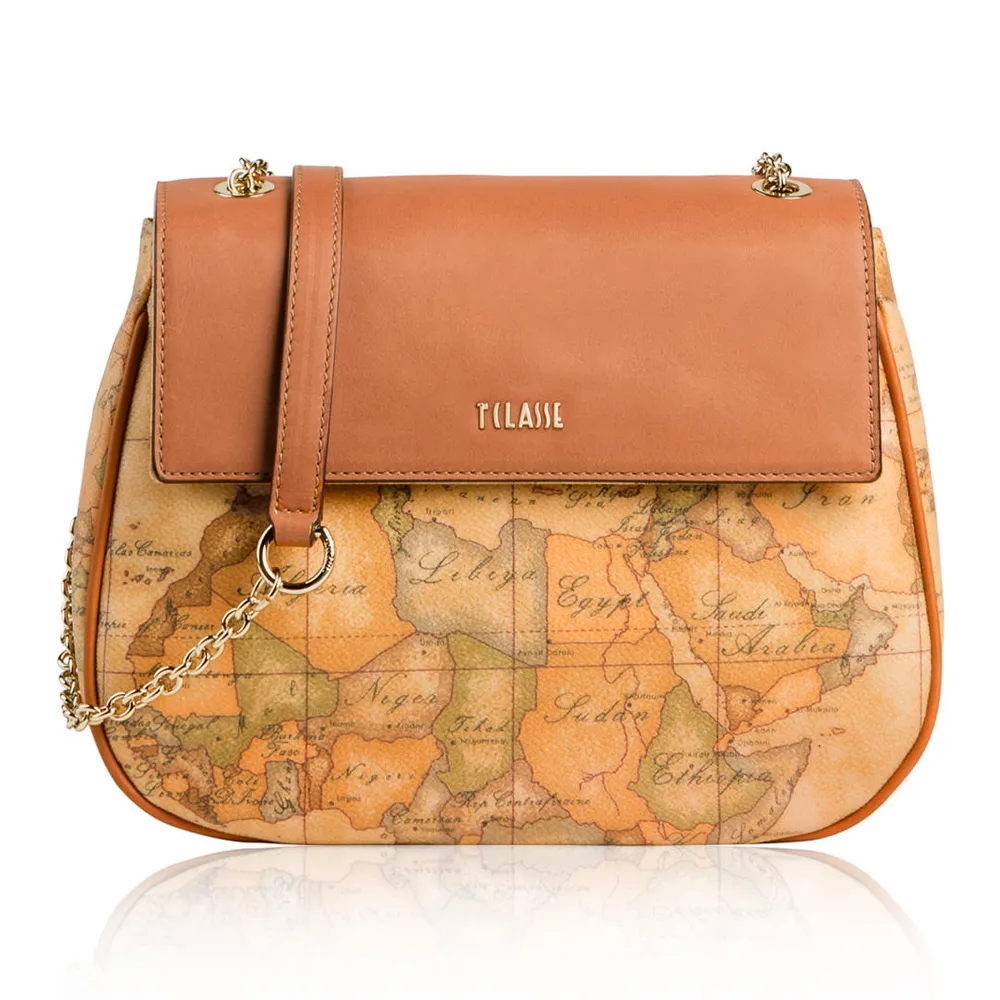 【Alviero Martini 義大利地圖包】鍊帶手提斜背小包包20cm-地圖黃 歷史價格詳細信息