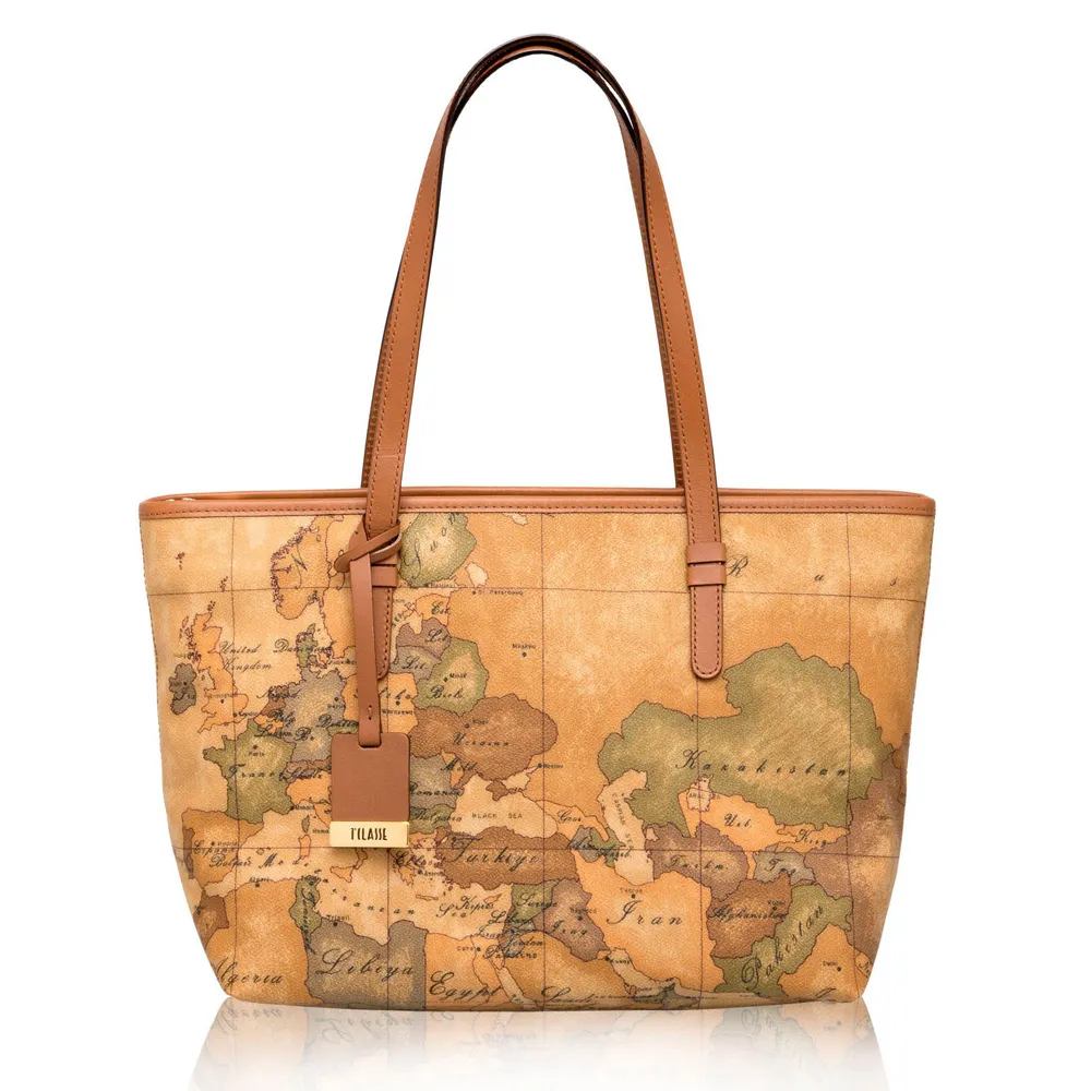 【Alviero Martini 義大利地圖包】手提側背兩用貝殼包(小)-地圖黃 歷史價格詳細信息