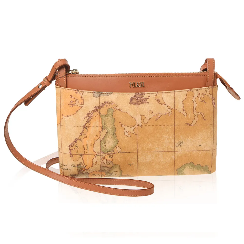 【Alviero Martini 義大利地圖包】隨身鍊帶小側包21cm(小)-地圖黃 歷史價格詳細信息