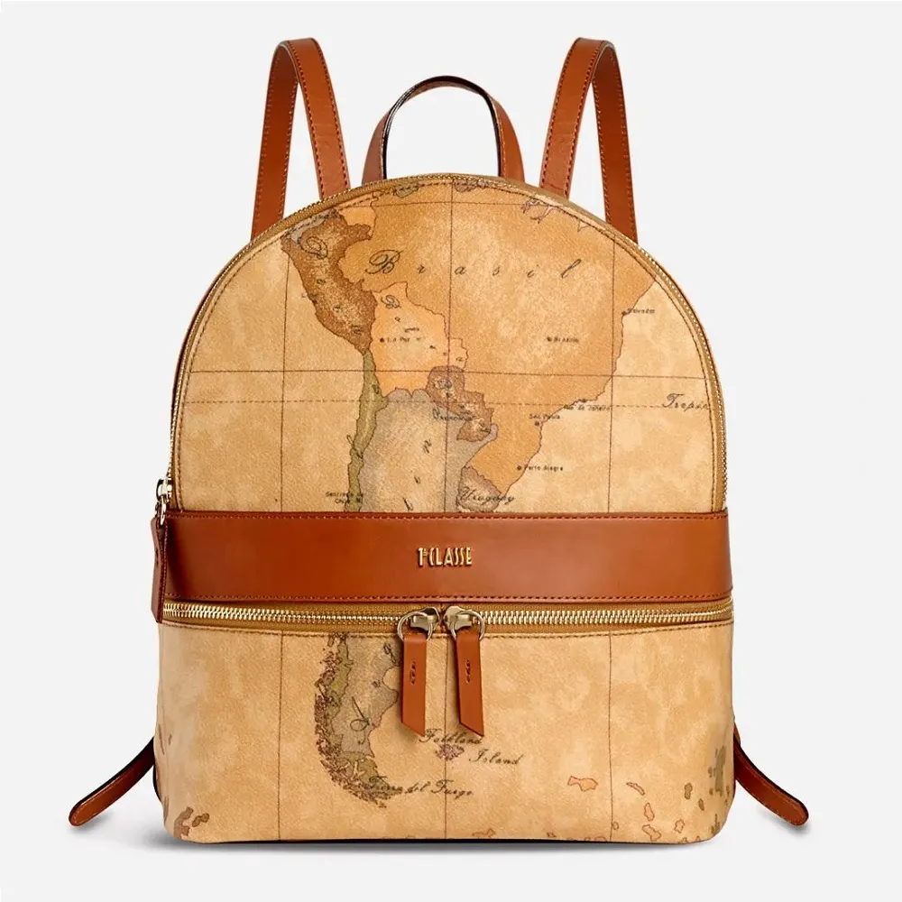 【Alviero Martini 義大利地圖包】雙層子母後背包(大)-地圖黃 歷史價格詳細信息