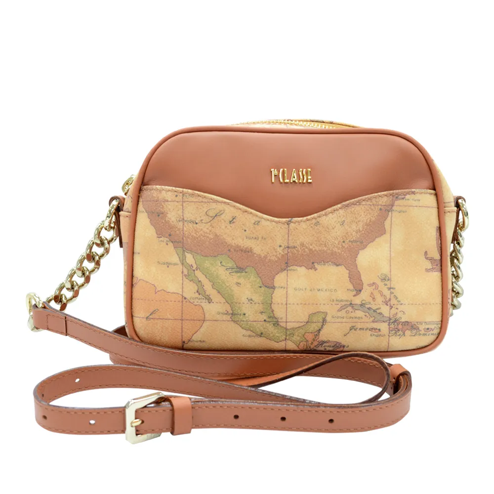 【Alviero Martini 義大利地圖包】拉鍊隨身小側背包(小)-地圖黃 歷史價格詳細信息