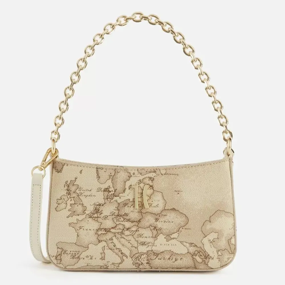 【Alviero Martini 義大利地圖包 】金釦裝飾拉鍊手提側揹包-地圖黃 歷史價格詳細信息