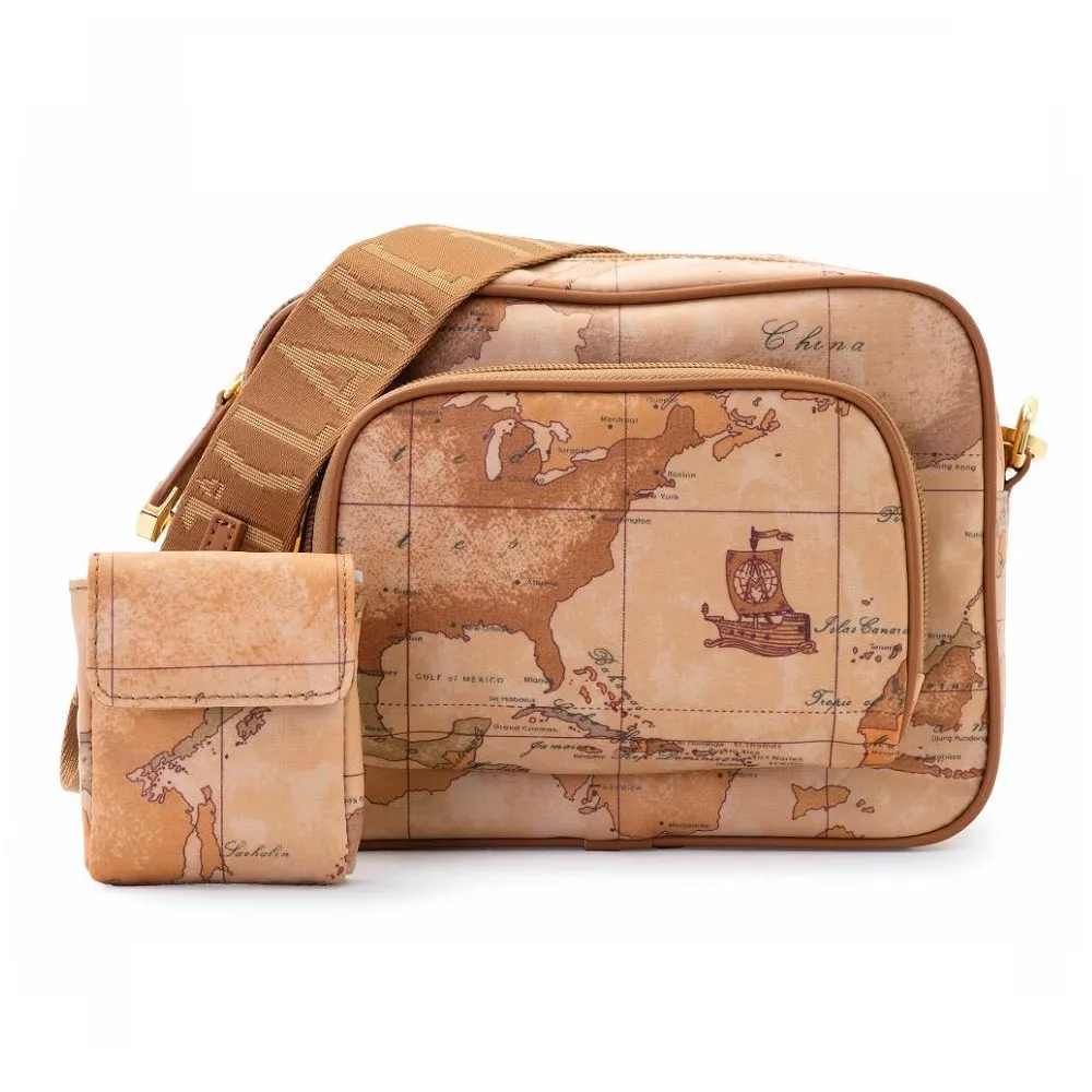 【Alviero Martini 義大利地圖包】尼龍休閒系列 地圖弧型側背包-黑色 歷史價格詳細信息