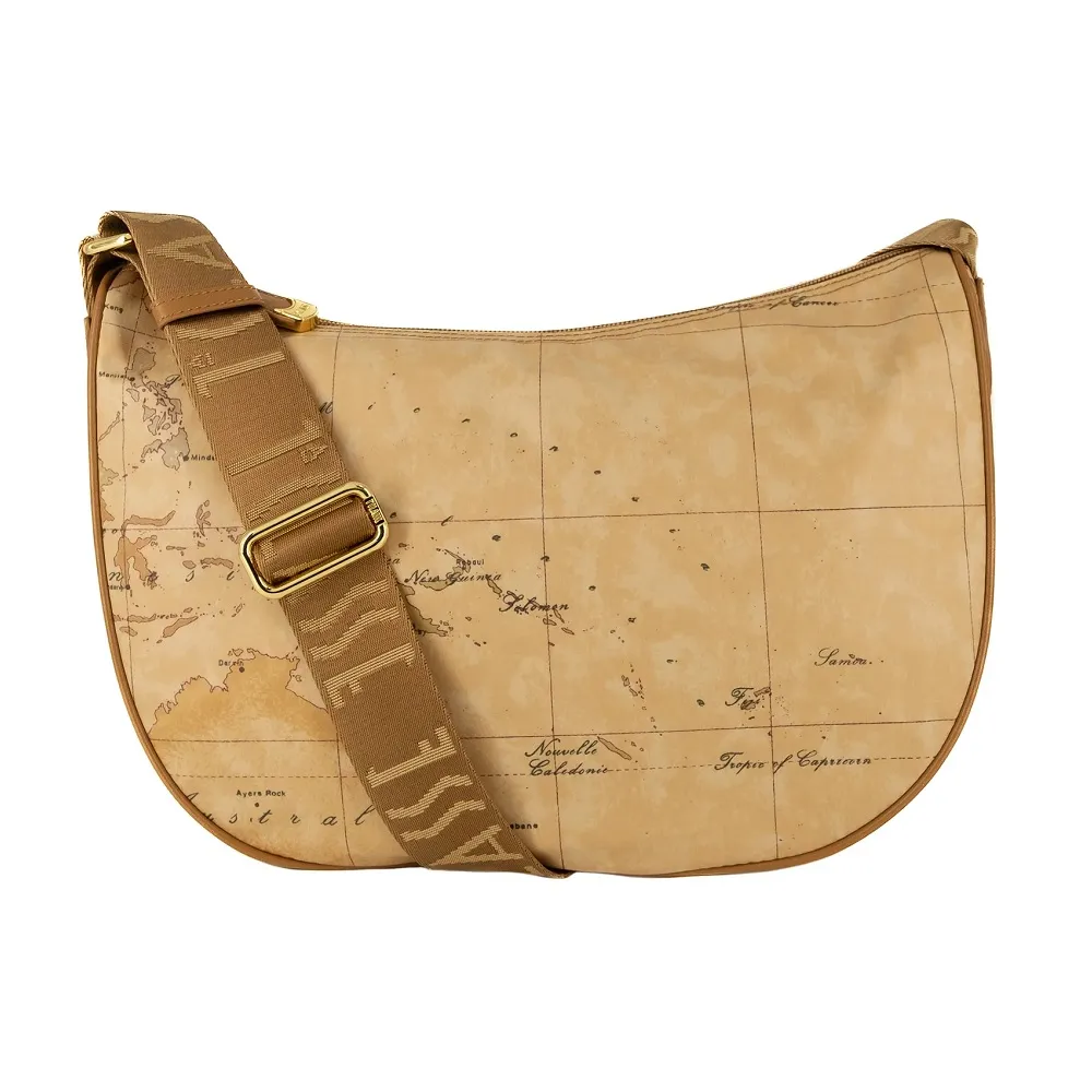 【Alviero Martini 義大利地圖包】PU尼龍水餃斜側背包(大)-地圖黃 歷史價格詳細信息