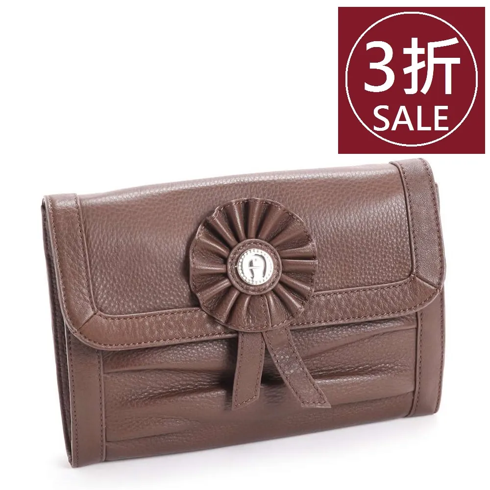 【Aigner 艾格納】Evening Bag 真皮徽章鐵鍊肩背晚宴包-橘 歷史價格詳細信息