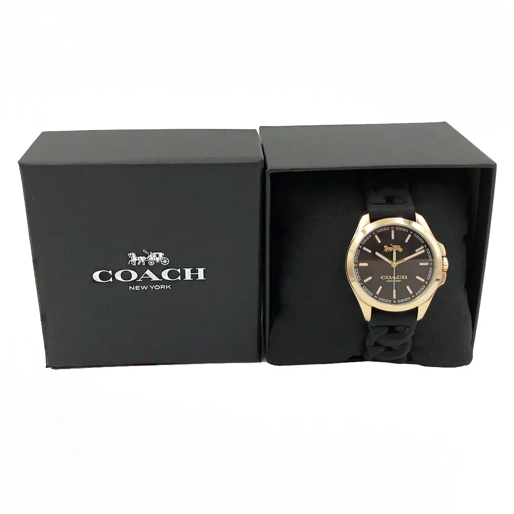 【COACH】經典 LOGO編織果凍錶帶女用手錶(米白) 歷史價格詳細信息