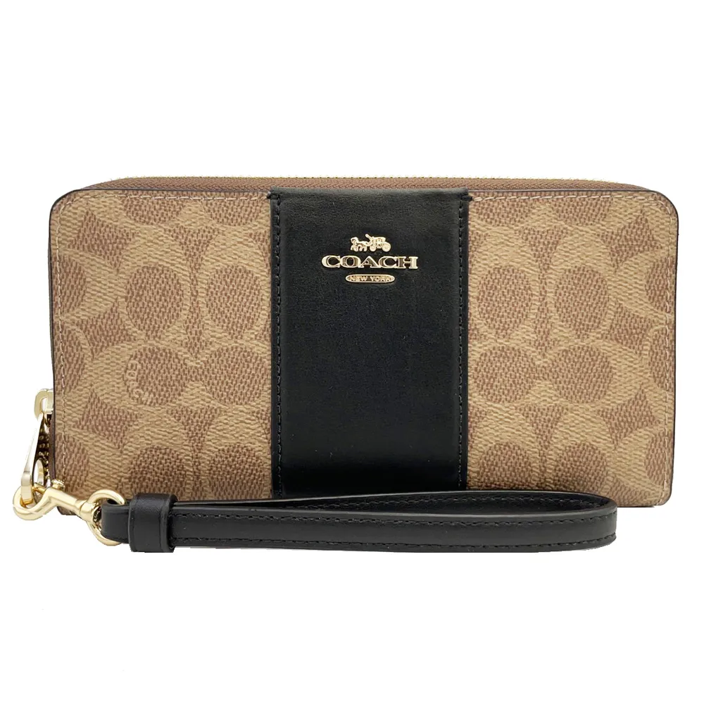 【COACH】C LOGO手掛式拉鍊零錢袋長夾(黑灰) 歷史價格詳細信息
