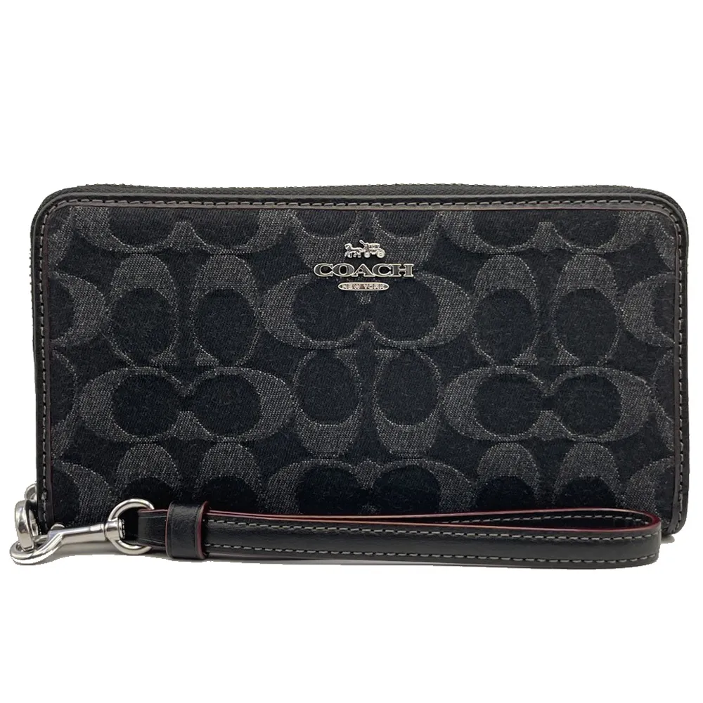 【COACH】C LOGO手掛式拉鍊零錢袋長夾(黑灰) 歷史價格詳細信息