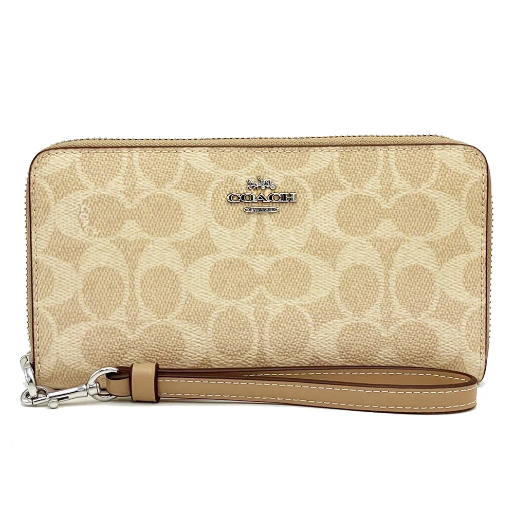 【COACH】C LOGO手掛式拉鍊零錢袋長夾(黑灰) 歷史價格詳細信息