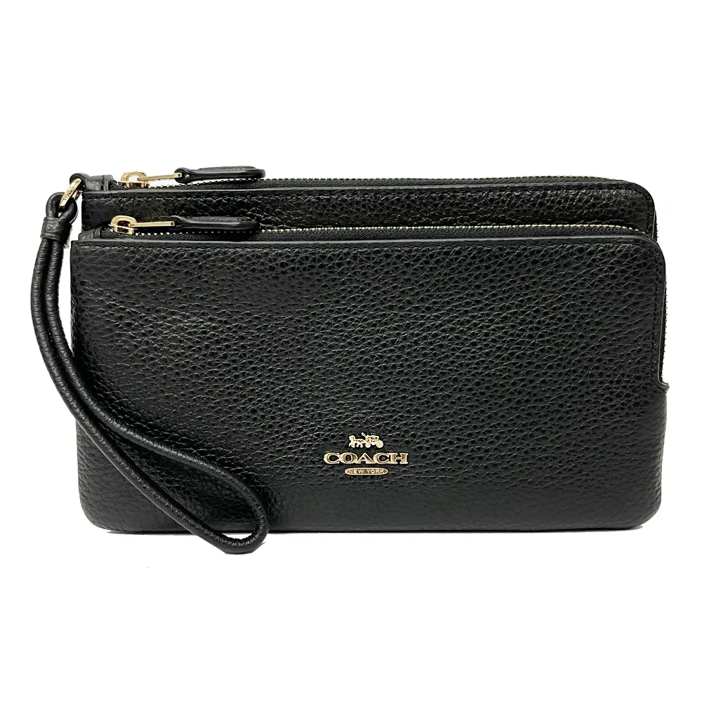 【COACH】素面牛皮長夾式雙層大手拿包/零錢包(咖) 歷史價格詳細信息