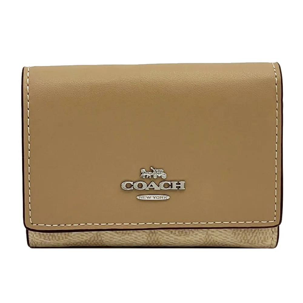 COACH C Logo拉鍊荔枝皮革暗扣二折短夾(銀字/牛仔藍) C2862 SVDE 歷史價格詳細信息