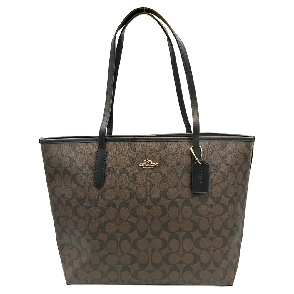 【COACH】C LOGO肩背大購物/托特包(深咖/紅) 歷史價格詳細信息