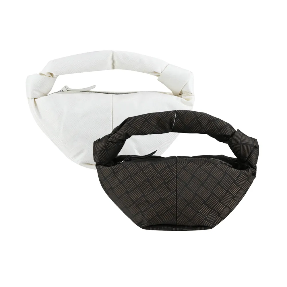 BOTTEGA VENETA  經典圖案刺繡尼龍雙結手提包(迷你/白色) 歷史價格詳細信息