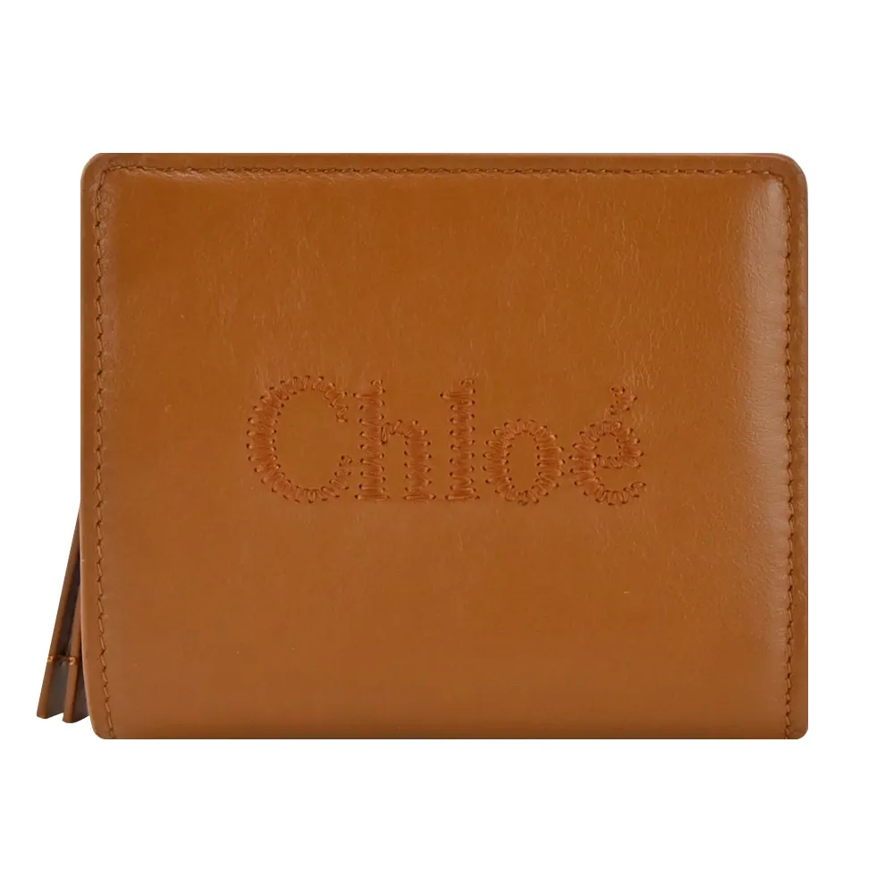 Chloe Sense 壓印 LOGO 小牛皮拉鍊卡片/零錢包(風暴藍) 歷史價格詳細信息