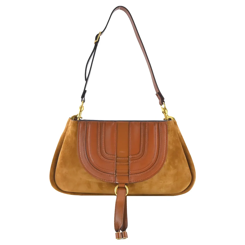 Chloe Marcie 粒面牛皮拼接絨布小號手提/肩背包(黑色) 歷史價格詳細信息