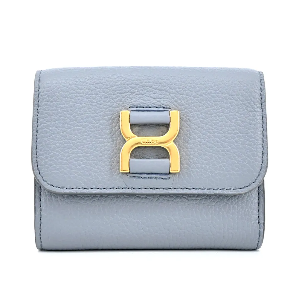 CHLOE Marcie 新版金屬LOGO小牛皮翻蓋釦式長夾.午夜藍 歷史價格詳細信息