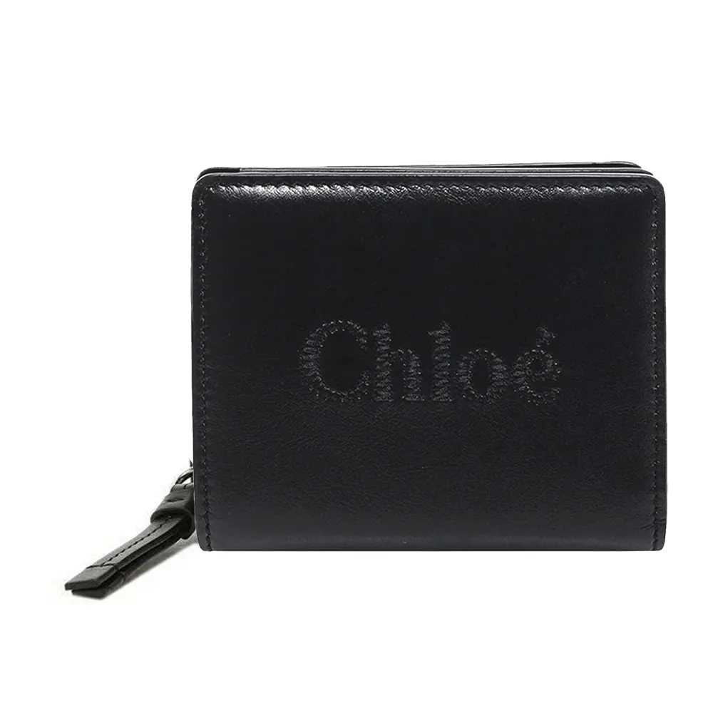 Chloe Sense 壓印 LOGO 小牛皮拉鍊卡片/零錢包(風暴藍) 歷史價格詳細信息