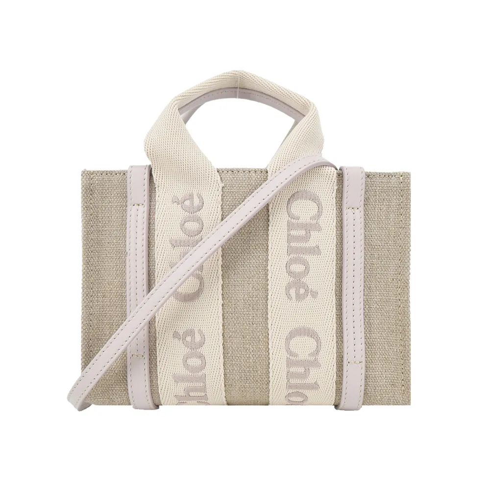 CHLOE Woody 帆布拼牛皮手提/斜背二用托特包(小)(焦糖色) CHC22AS397I2690U 歷史價格詳細信息