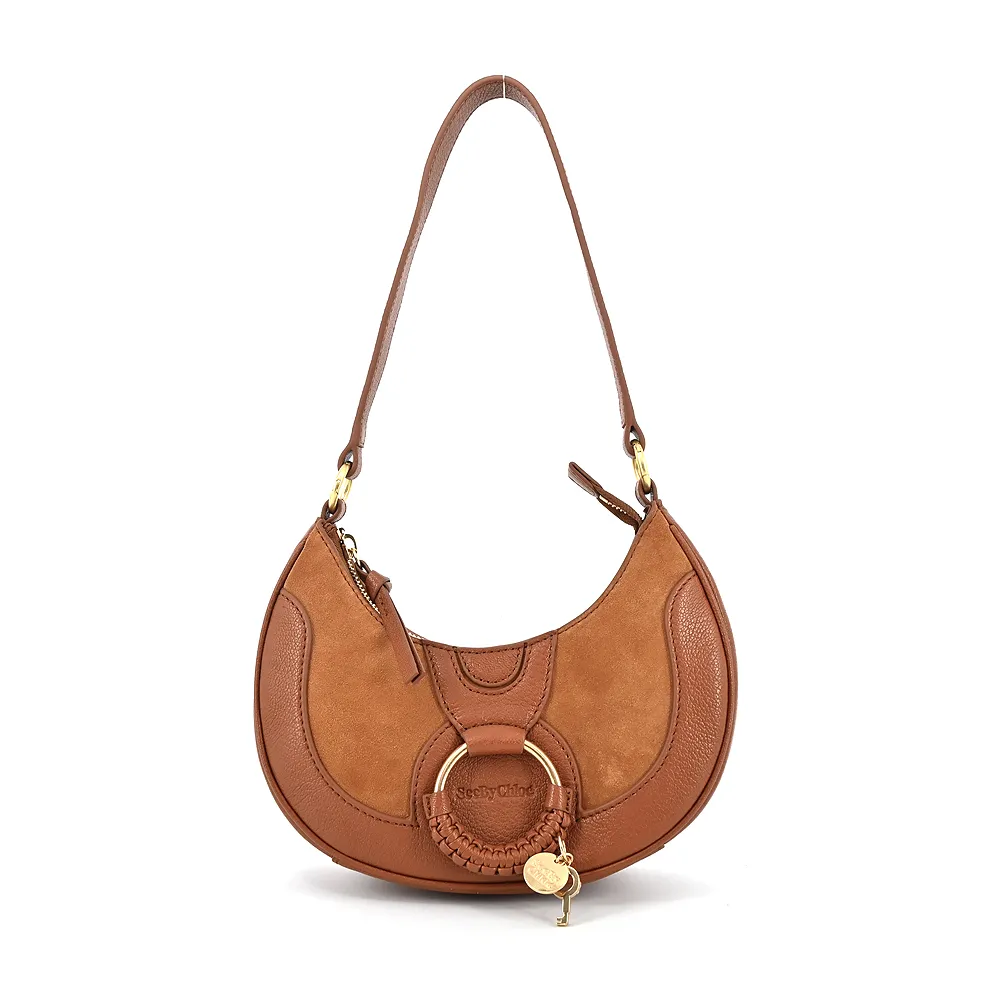 SEE BY CHLOE Hana麂皮拼接牛皮 hobo流浪包(黑色) 歷史價格詳細信息