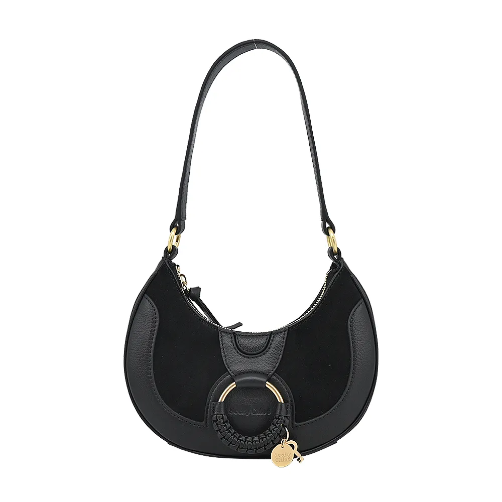 SEE BY CHLOE Hana麂皮拼接牛皮 hobo流浪包(黑色) 歷史價格詳細信息
