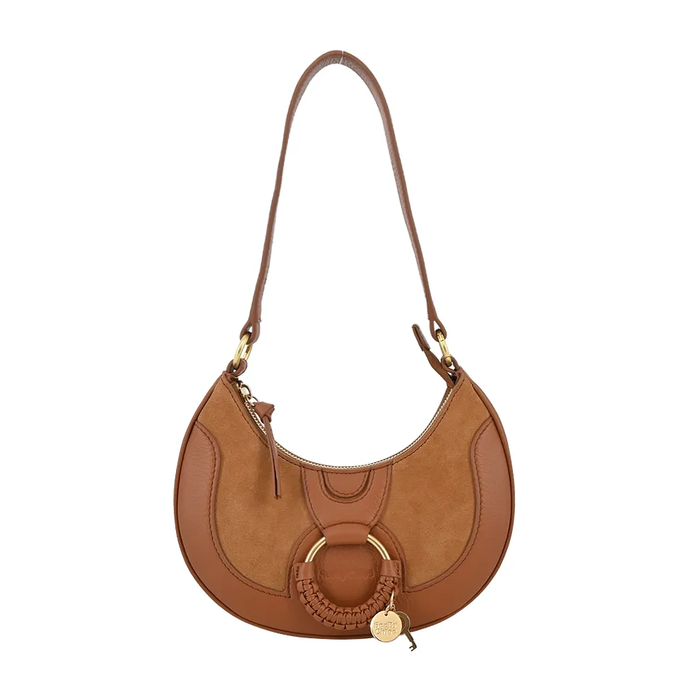 SEE BY CHLOE Hana麂皮拼接牛皮 hobo流浪包(黑色) 歷史價格詳細信息