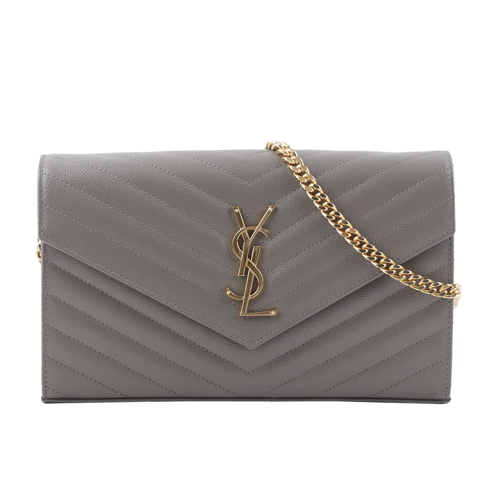 YSL 377828 MONOGRAM V字縫線魚子醬牛皮WOC信封斜背包(駝/金) 歷史價格詳細信息