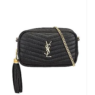 【YSL】Saint Laurent LOU牛皮魚子醬頭牛皮流蘇斜背/相機包(黑金) 歷史價格詳細信息