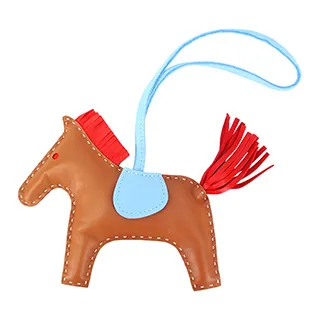 HERMES 小羊皮手工馬兒吊飾(中/玫瑰粉X藍) 歷史價格詳細信息