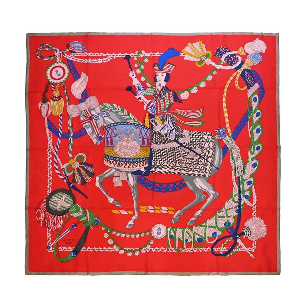 HERMES Le Pegase 飛馬圖案絲質披肩/圍巾(140 x 140)(粉色/藍色/綠色) H653617S 09 歷史價格詳細信息