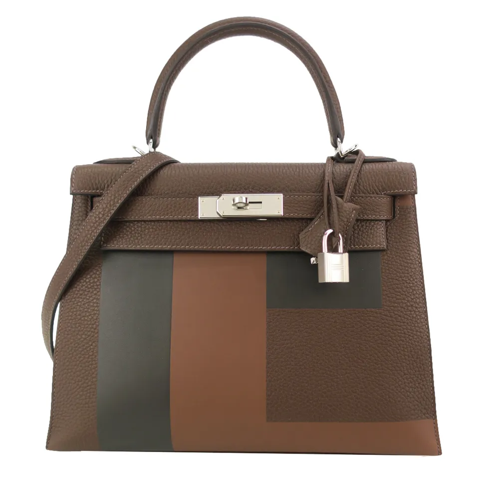 HERMES Kelly 28CM AA TOGO/Epsom C刻 牛皮手提/肩背凱莉包(字母E/藍/銀釦) 歷史價格詳細信息
