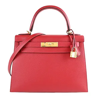 HERMES Kelly 28CM AA TOGO/Epsom C刻 牛皮手提/肩背凱莉包(字母E/藍/銀釦) 歷史價格詳細信息