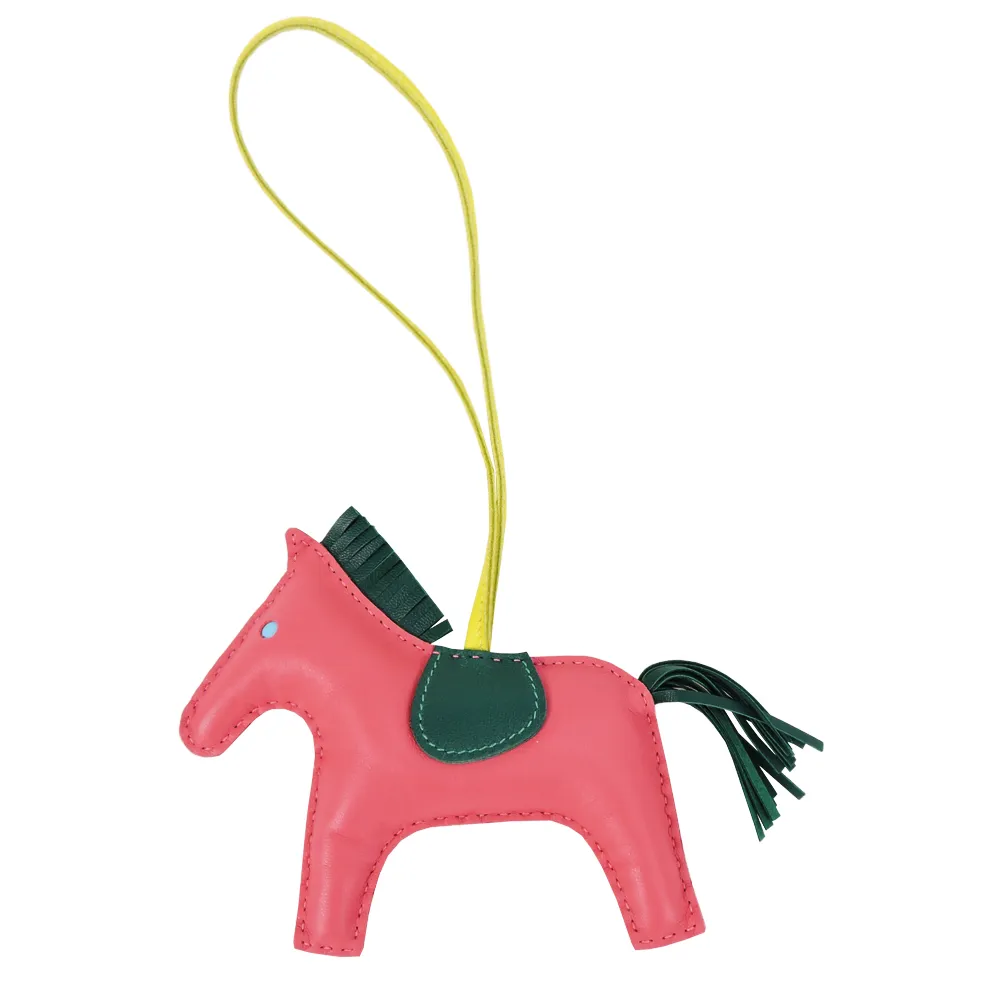 HERMES 小羊皮手工馬兒吊飾(中/玫瑰粉X藍) 歷史價格詳細信息