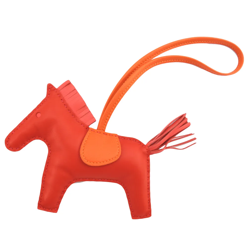 HERMES 小羊皮手工馬兒吊飾(中/玫瑰粉X藍) 歷史價格詳細信息