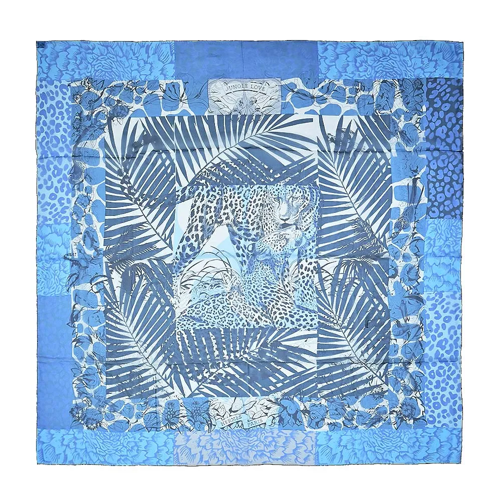 Hermes 愛馬仕 Jungle Love 手工捲邊喀什米爾與真絲混紡大型三角圍巾(橘/自然/綠) 歷史價格詳細信息