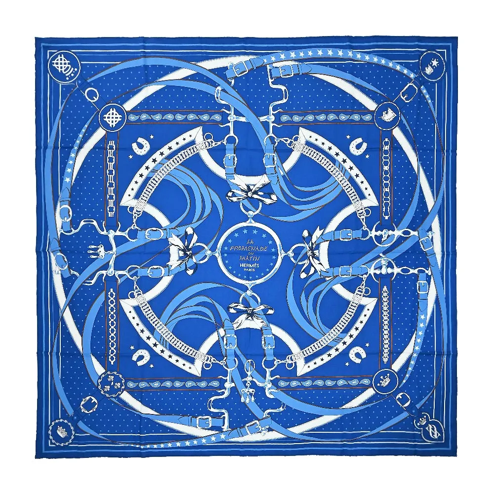 Hermes 愛馬仕 La Vallee de Cristal 90 cm手工捲邊斜紋真絲方巾(亮綠/粉紅/藍) 歷史價格詳細信息