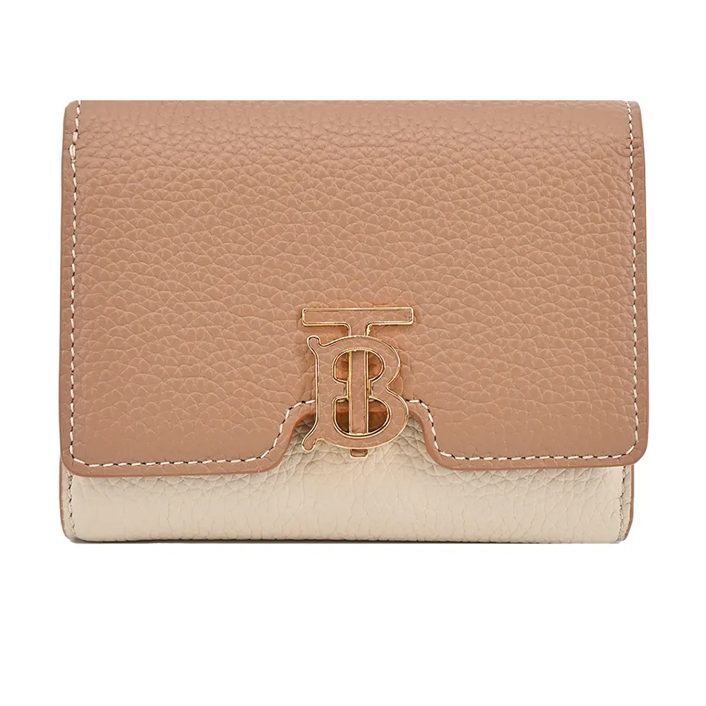 BURBERRY  TB LOGO粒面皮革雙色翻蓋長夾(米x白) 歷史價格詳細信息