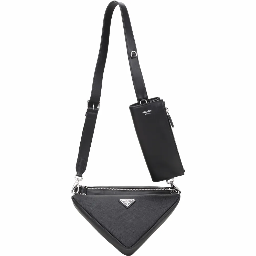 PRADA Saffiano 三角標防刮牛皮手提/斜背托特包(附零錢包/黑色) 歷史價格詳細信息