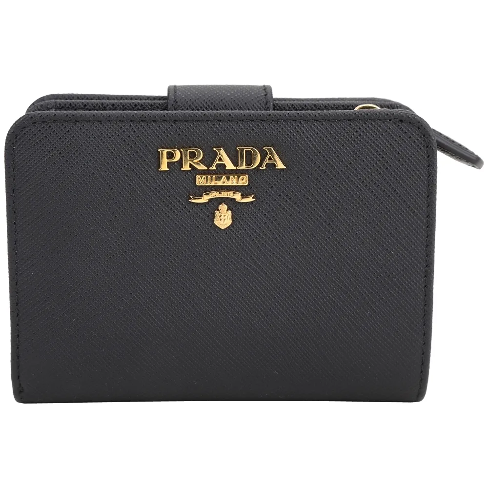 PRADA 金字浮雕Logo防刮牛皮雙釦對開長夾(牡丹粉)_展示品 1MH132 QWA F0505 歷史價格詳細信息