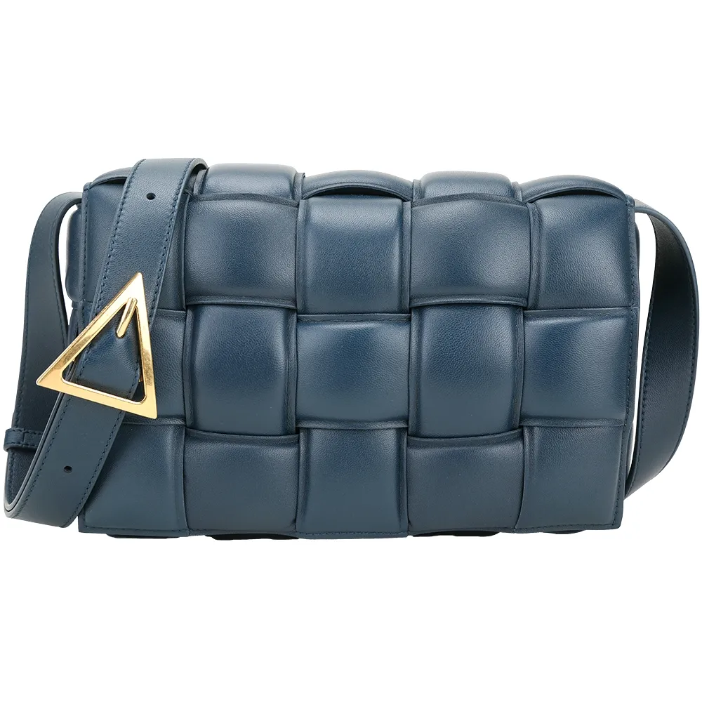 BV Padded Cassette 格紋編織小羊皮斜背枕頭包(復古藍) 歷史價格詳細信息