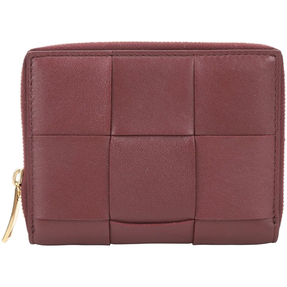 BOTTEGA VENETA 寬編織皮革拉鍊短夾(灰綠色) 歷史價格詳細信息