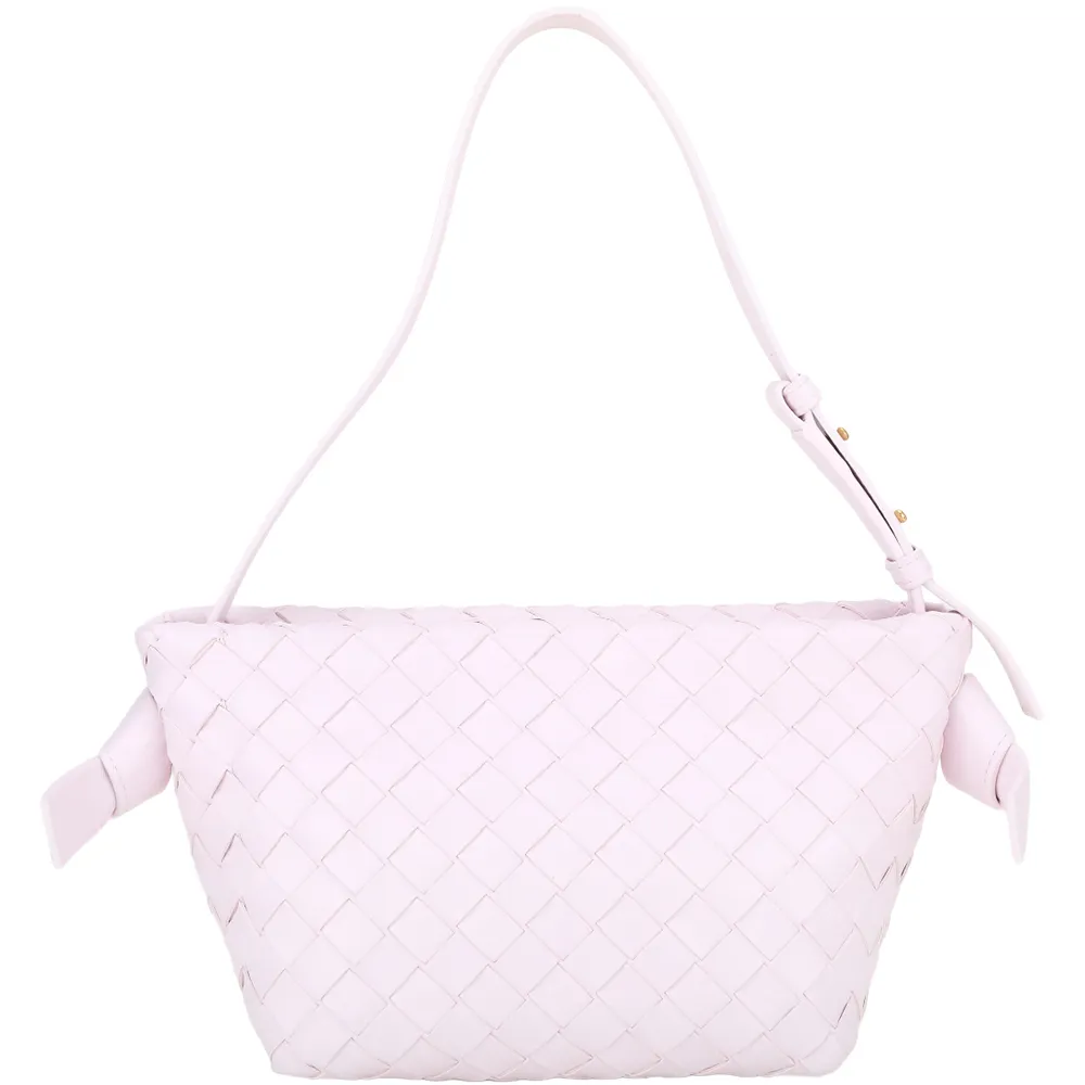 BOTTEGA VENETA Tie 小羊皮編織扭結飾單肩腋下包(黑色) 歷史價格詳細信息