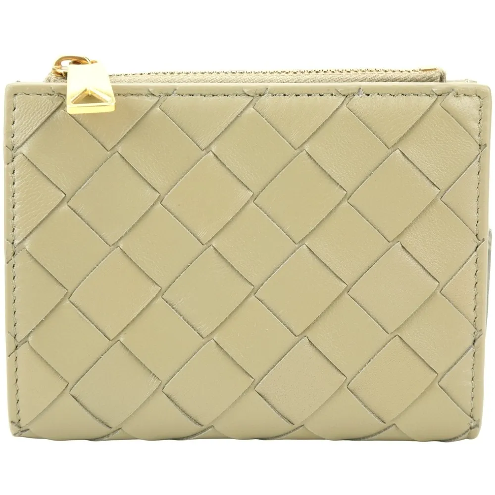 BOTTEGA VENETA 手工編織牛羊皮拉鍊卡片夾/零錢包(焦糖棕) 歷史價格詳細信息